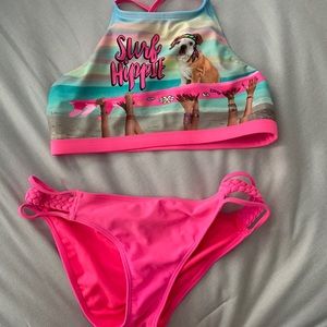 A pink Hollister girls bathing suit
